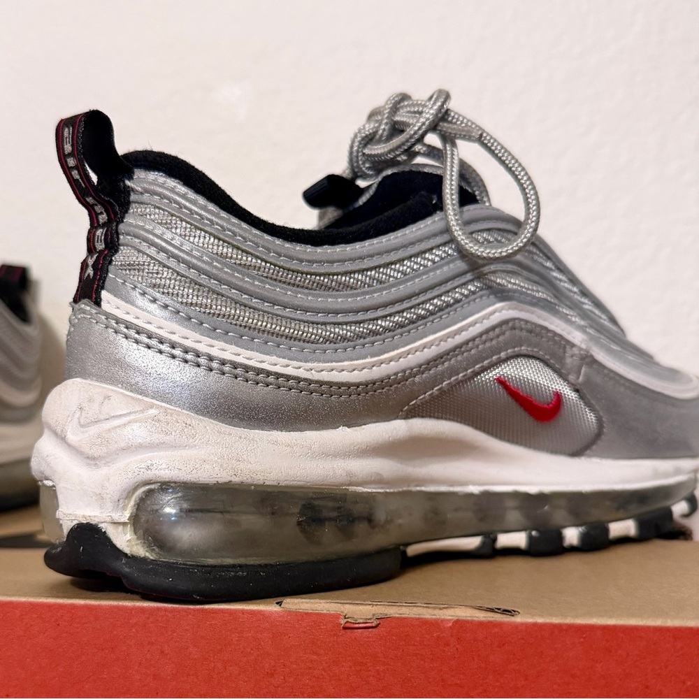 Nike Women’s Air Max 97 OG “Silver Bullet” Metallic Silver/Varsity Red | Size 8 - Picture 15 of 16